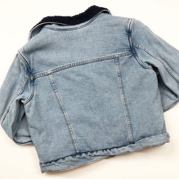 PacSun light wash navy collar sherpa lined denim jacket - Picture 2 of 5